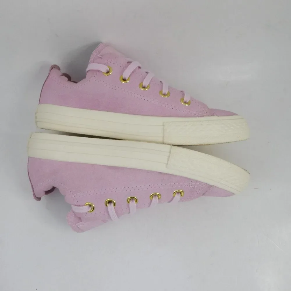 Converse Girls US 13 Chuck Taylor All Star Ox Frilly Thrills Pink Foam Suede